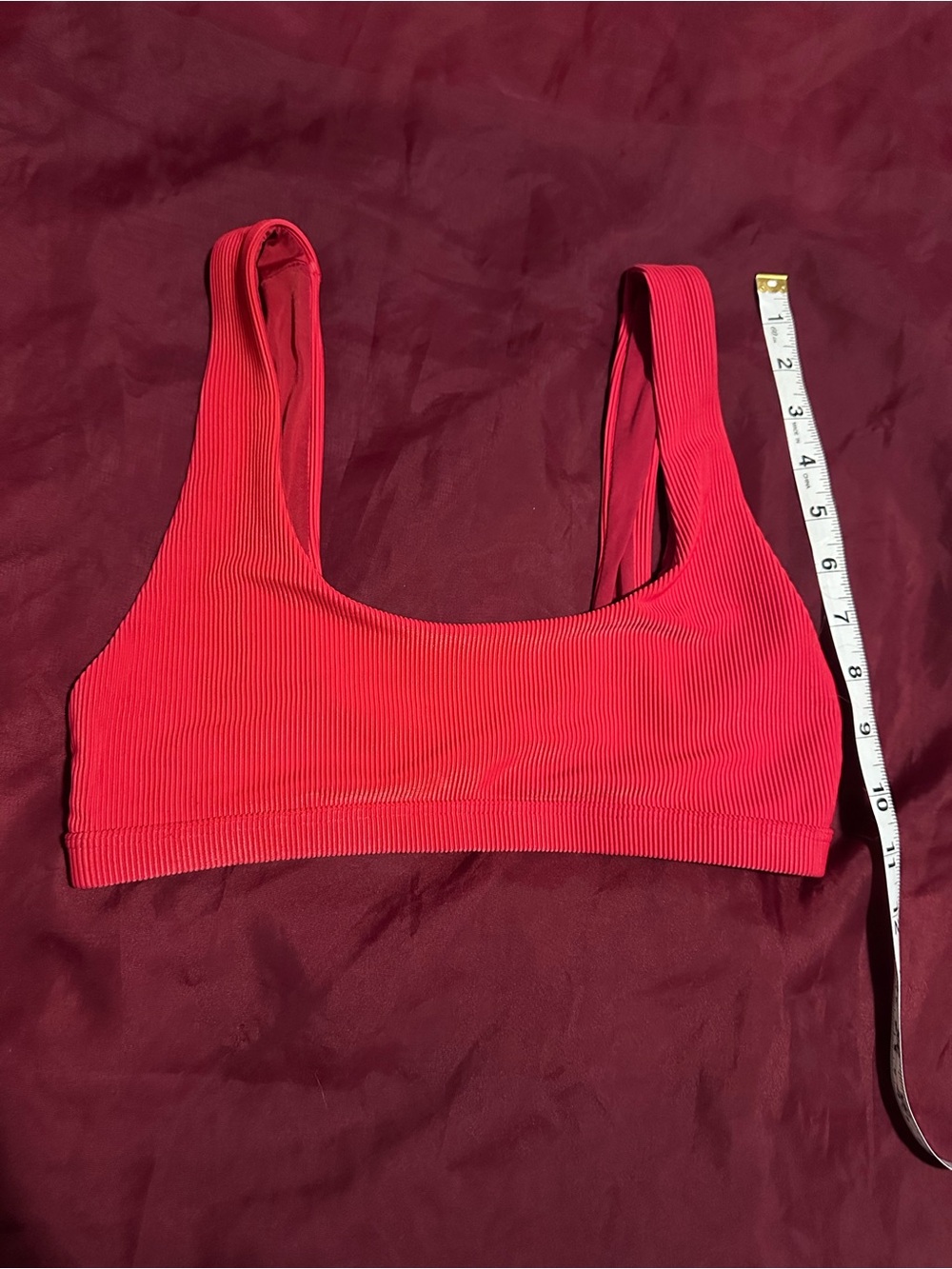 Beach Riot Ribbed Scoop Swim Top in Hot Pink-Red